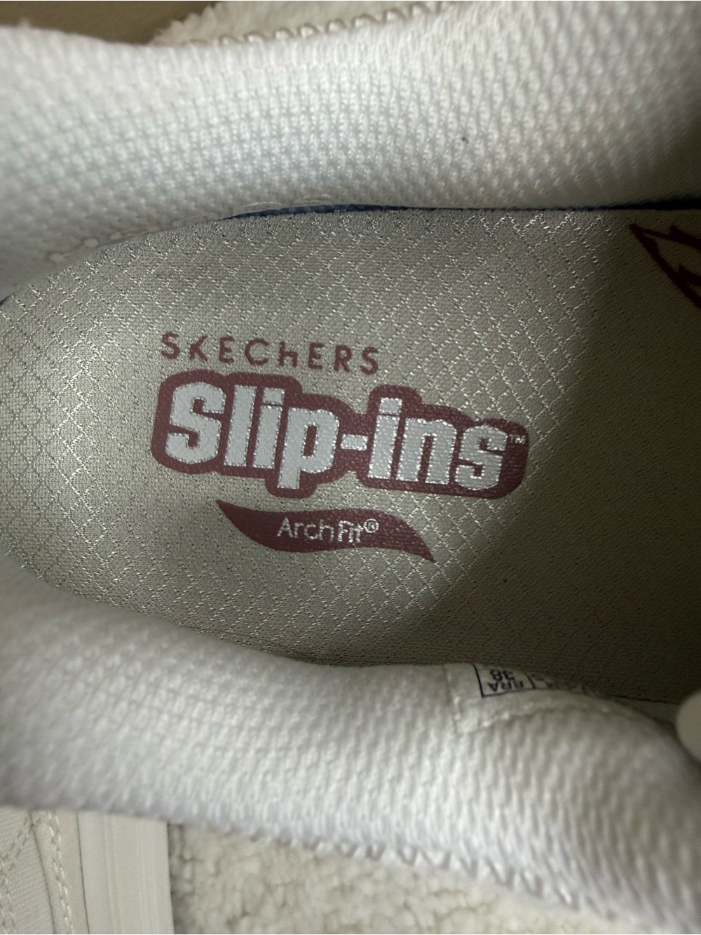 Skechers Slip Ins Women’s White Sneakers with Rose Gold Eyelets - Picture 6 of 8